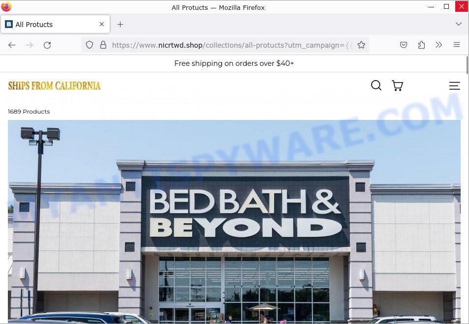 Nicrtwd.shop BED BATH BEYOND Scam store