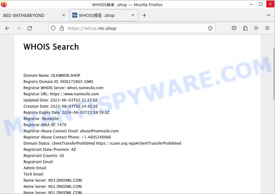 Olkbmon.shop Scam whois