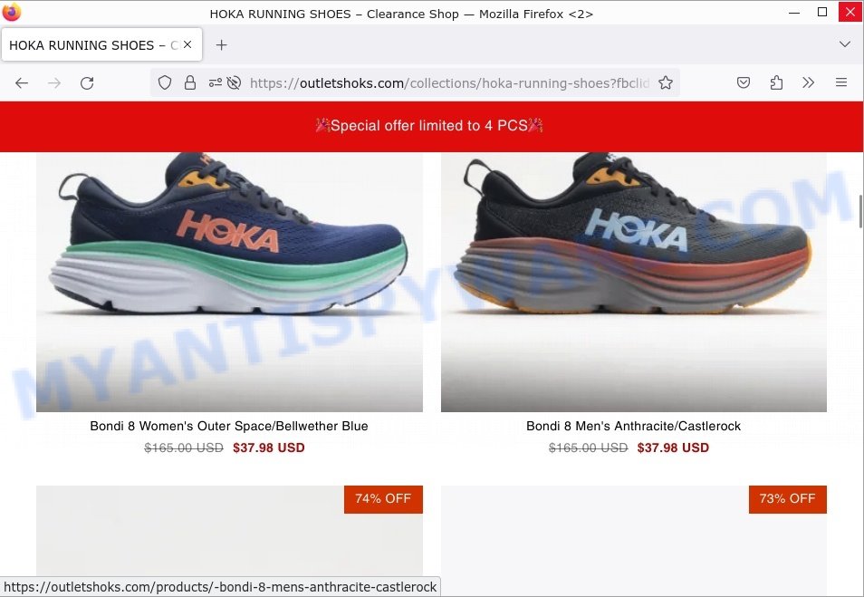 Outletshoks.com HOKA Summer Clearance Scam