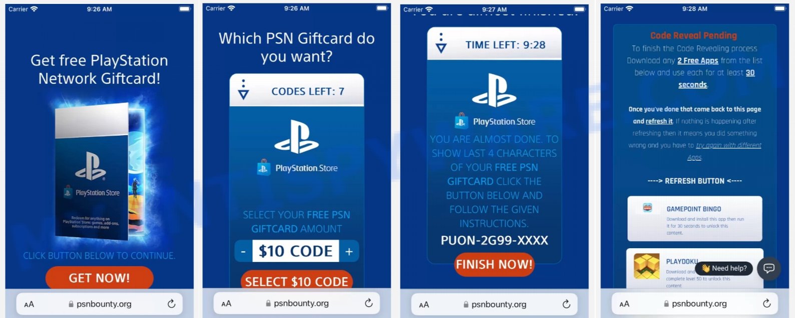Psnbounty.org PSN Giftcard Codes Generator Scam