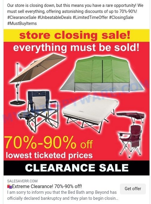 Salesaverr.com BBB Scam store facebook ads