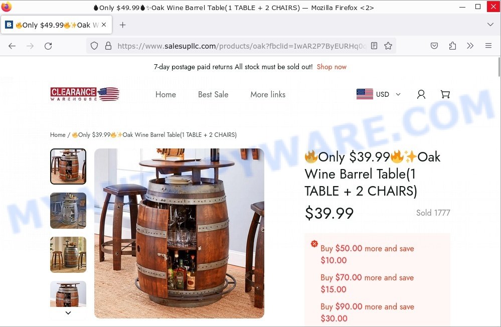 Salesupllc.com BBB Scam Wine Barrel Table