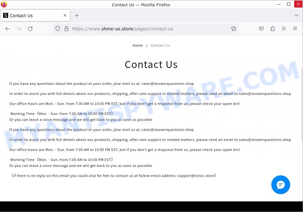 Shine-us.store SHEIN Clearance Sale Scam contacts