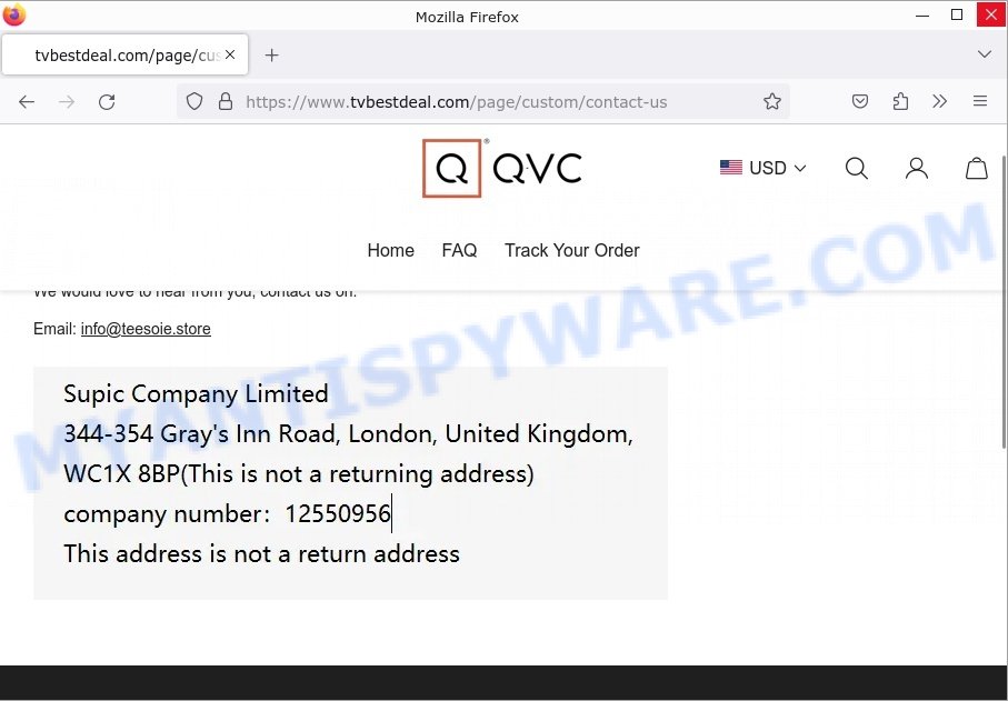Tvbestdeal.com QVC Sale Scam contacts