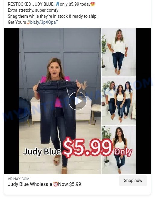 Vrinax.com Judy Blue Jeans Scam facebook ads