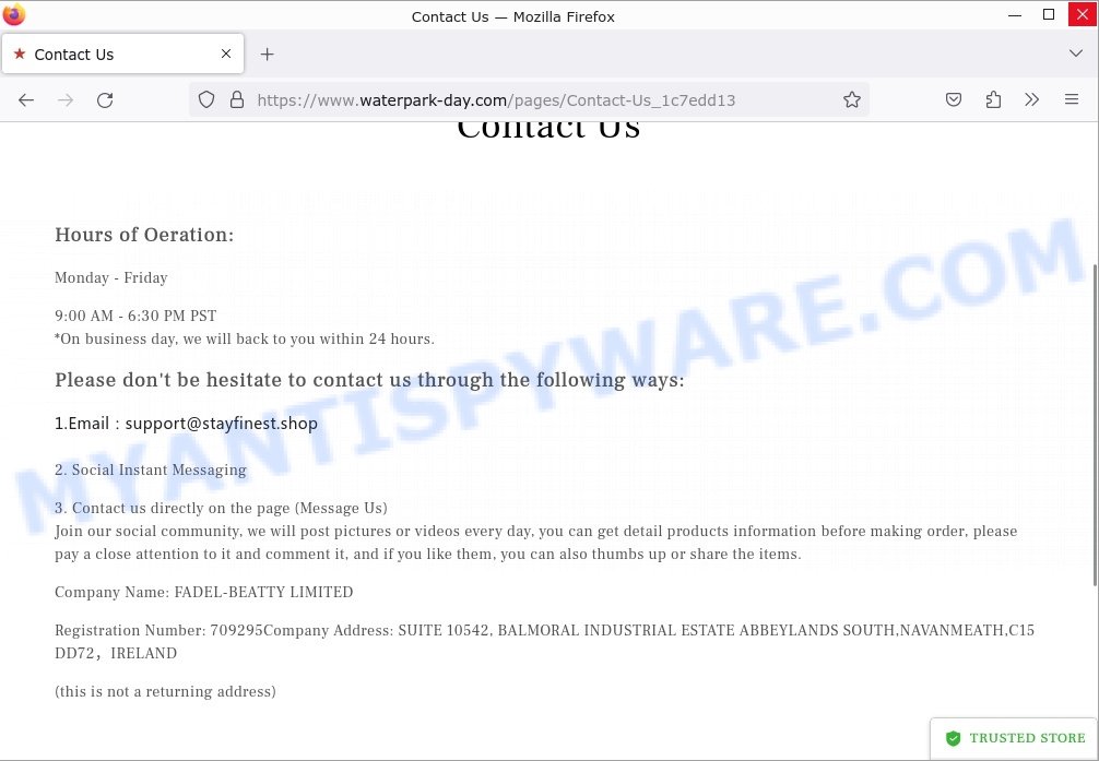 Waterpark-day.com Macy Clearance Sale Scam contacts