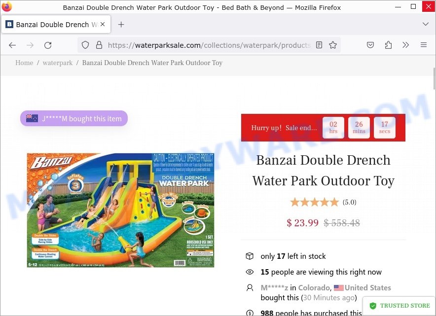 Waterparksale.com Banzai Double Drench Water Park Outdoor Toy Scam