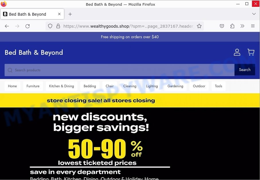 Wealthygoods.shop Bed Bath Beyond Scam store