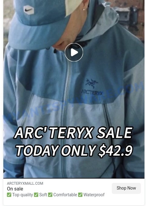 Arcteryxmall.com scam ads