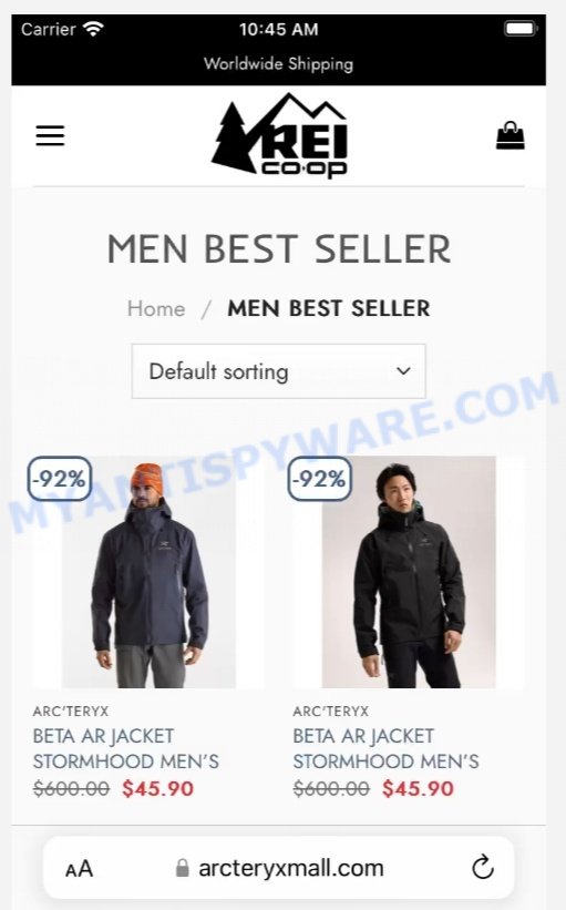 Arcteryxmall.com scam store