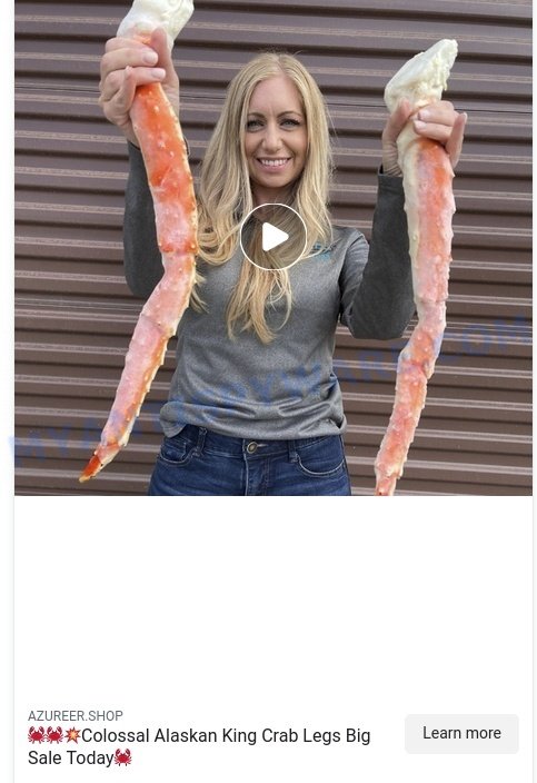 Azureer.shop Colossal Alaskan King Crab legs Scam ads