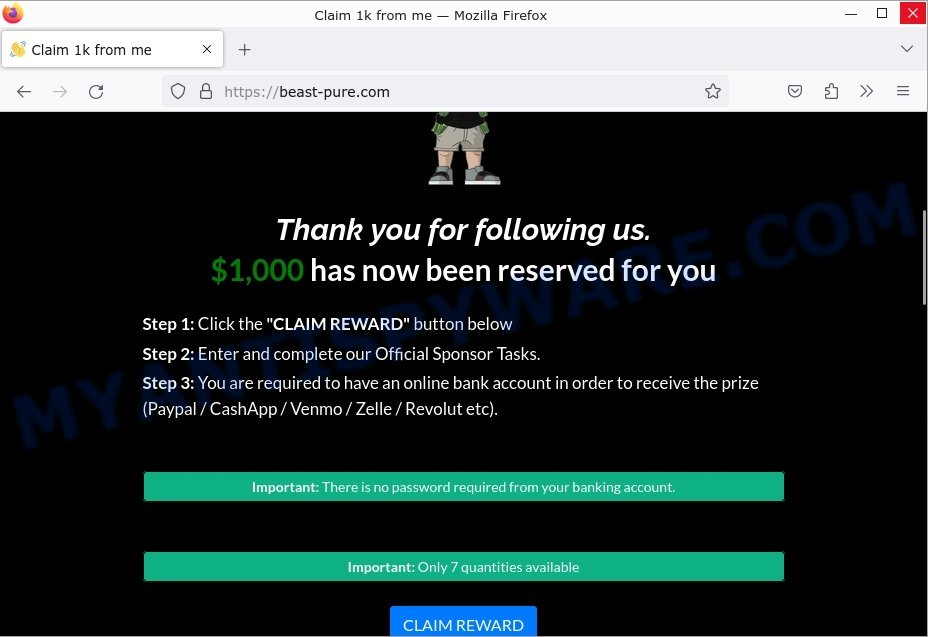 Beast-pure.com Claim 1000 Scam