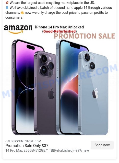 Caldiscountstore.com Scam ads