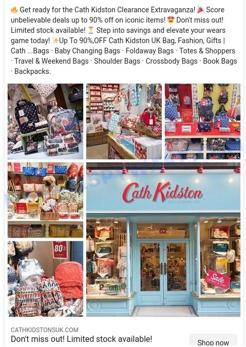 Cath Kidston Clearance Scam ads