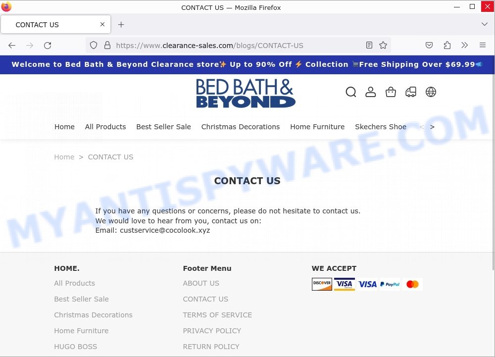 Clearance-sales.com Scam contacts