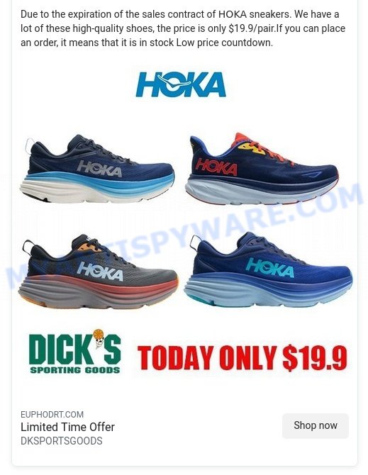 Decksportsus.com Hoka Scam ads