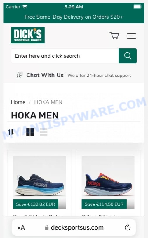 Decksportsus.com Hoka Scam