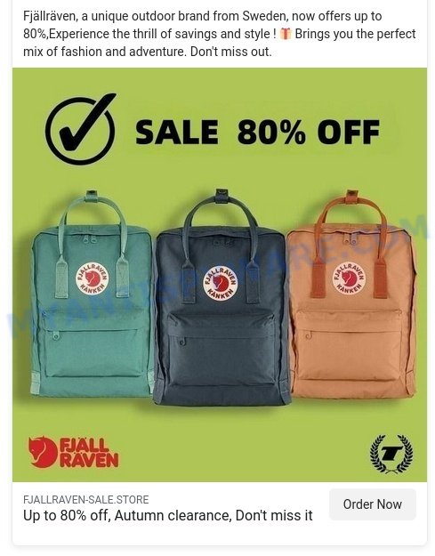 Fjallraven-sale.store Autumn clearance ads