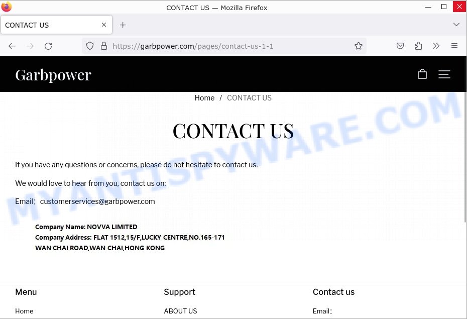 Garbpower.com NFL Scam contacts