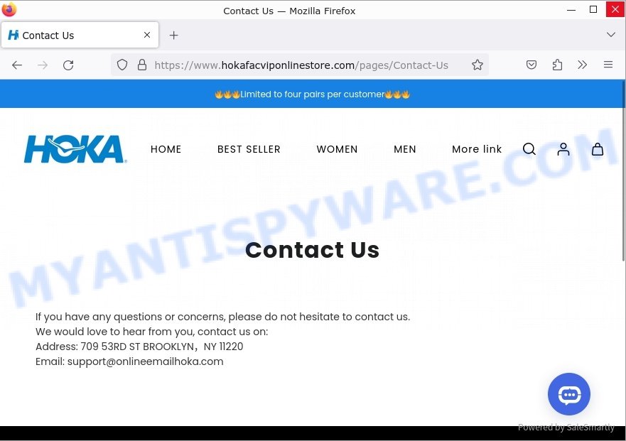 Hokafacviponlinestore.com scam contacts