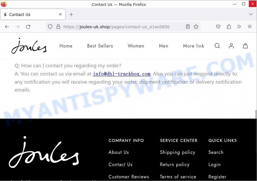 Joules-uk.shop scam contacts
