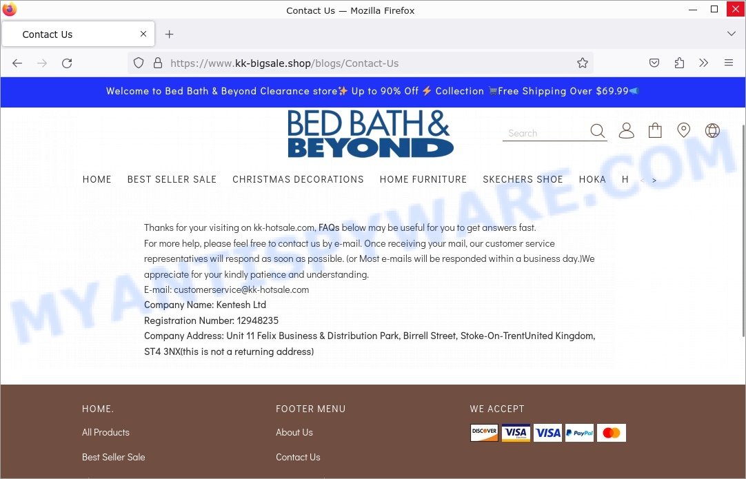 Kk-bigsale.shop Bed Bath & Beyond Scam contacts
