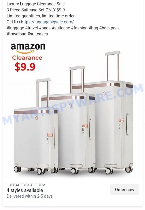 Luggagebigsale.com Scam ads