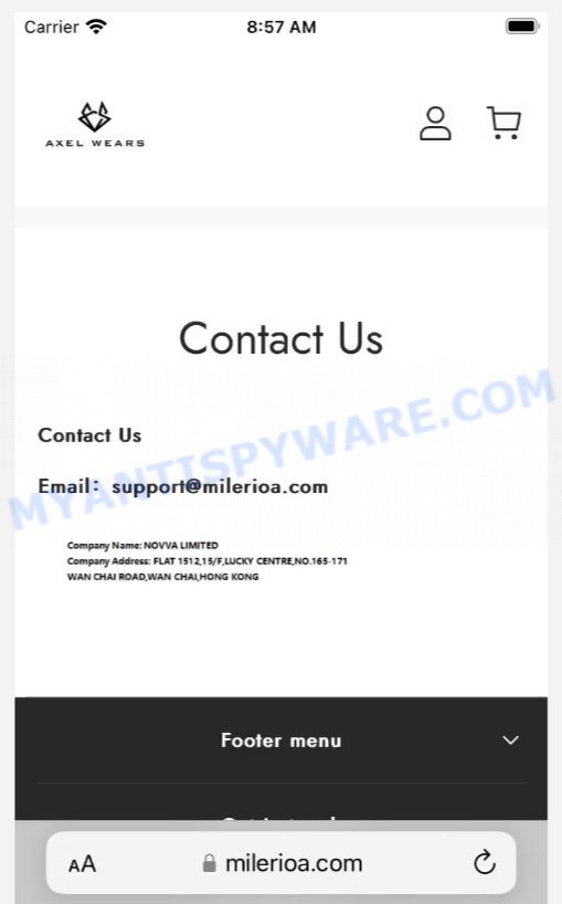 Milerioa.com Scam contacts