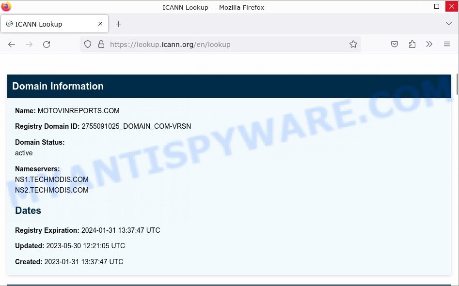 MotoVINReports.com whois