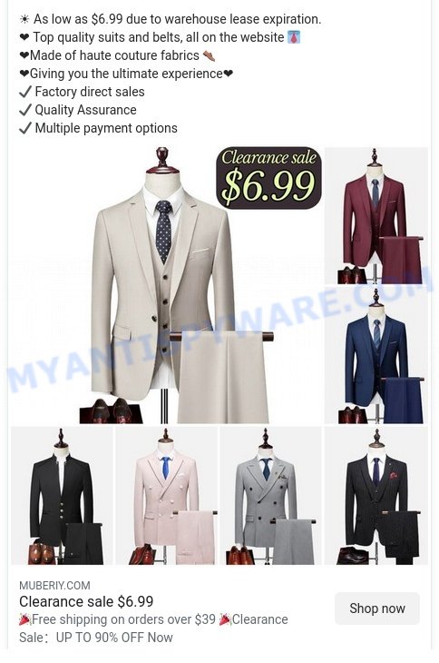 Muberiy.com Business suit Scam ads