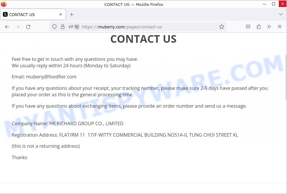 Muberiy.com Business suit Scam contacts
