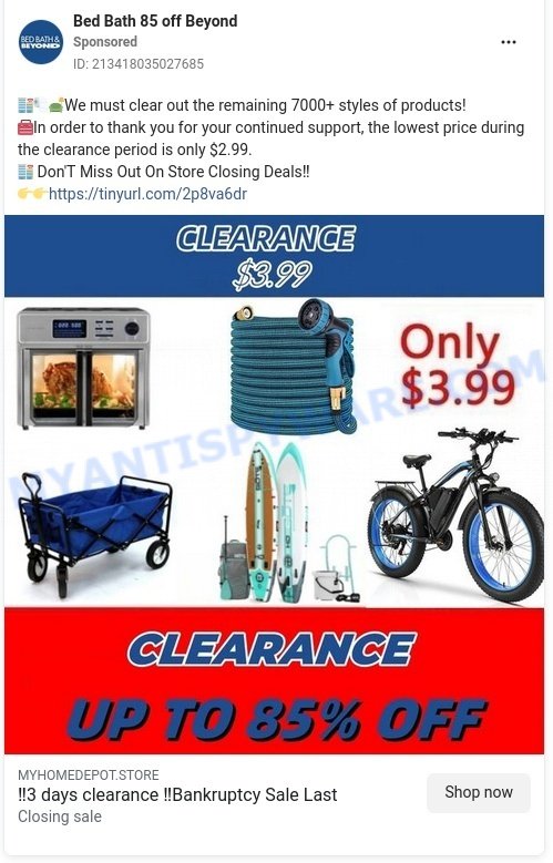 Myhomedepot.store BBB Scam facebook ads