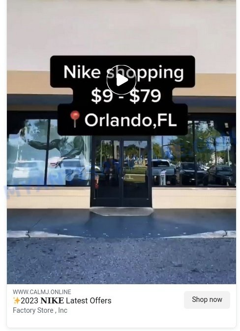 Nike Factory Store Scam ads 1