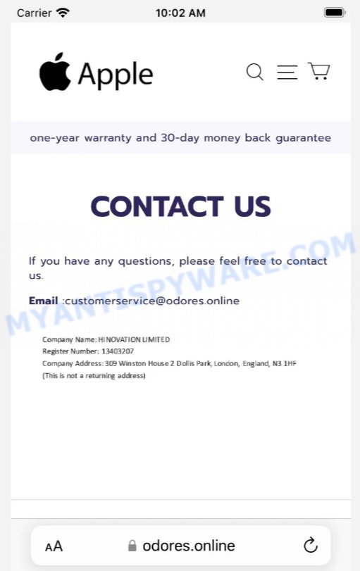 Odores.online scam store contacts