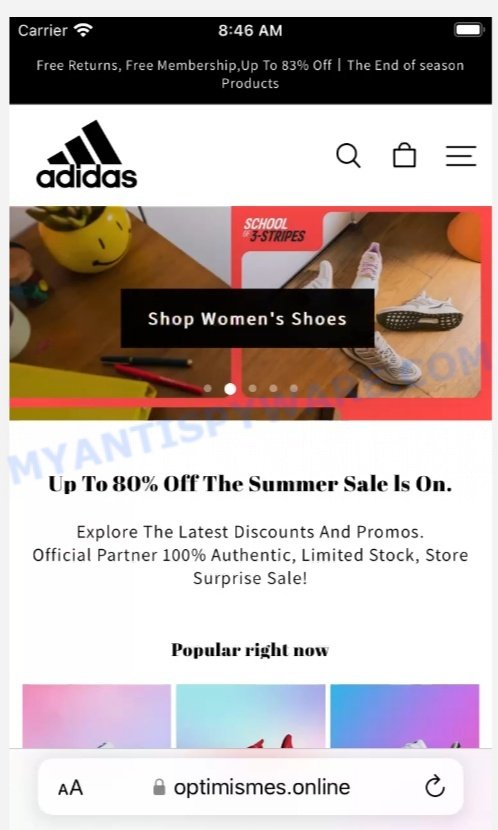 Optimismes.online Adidas Factory Store Scam Store