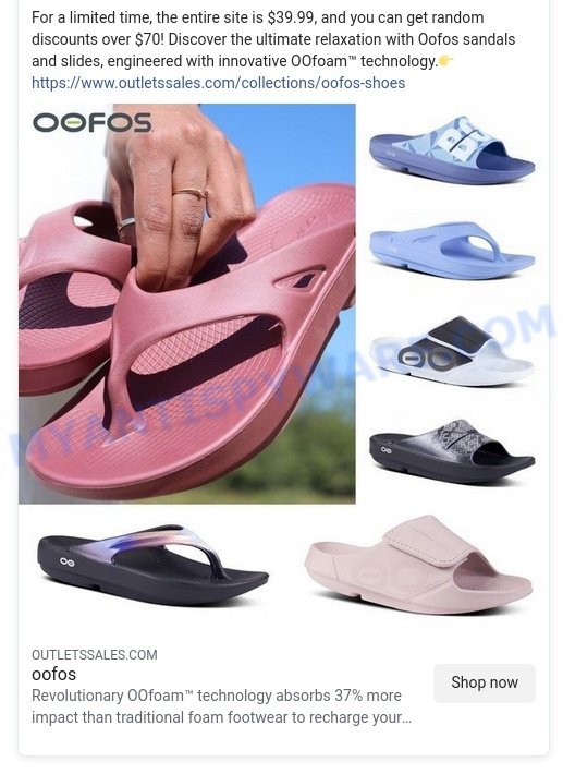 Outletssales.com oofos Scam ads