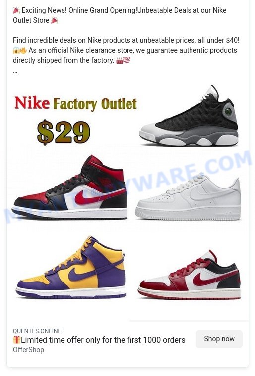 Quentes.online Review A Sneaky Nike Outlet Scam Exposed