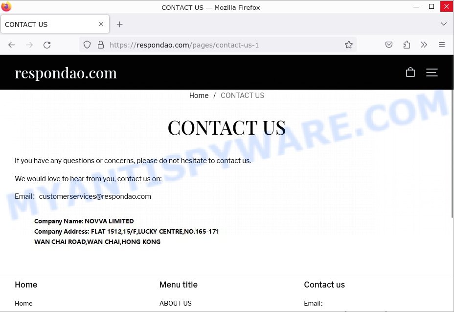 Respondao.com scam store contacts