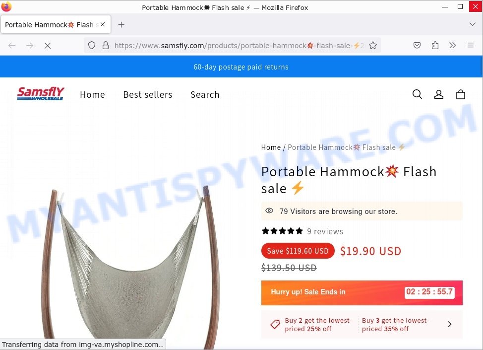 Samsfly.com Portable Hammock Flash sale Scam store