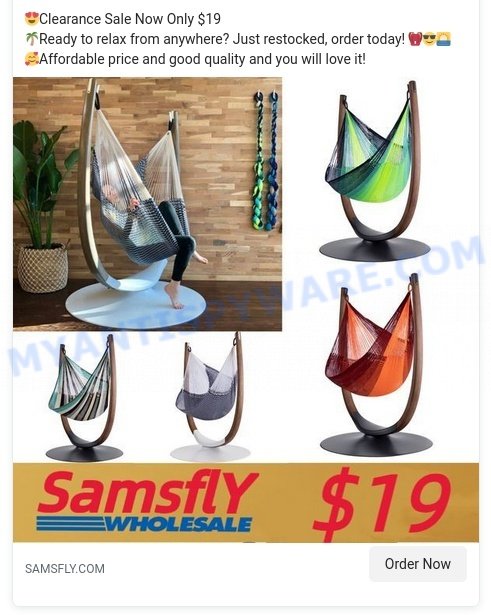 Samsfly.com Scam store ads