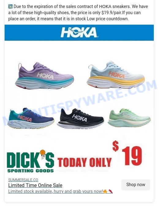 Summersale.co Hoka Scam ads