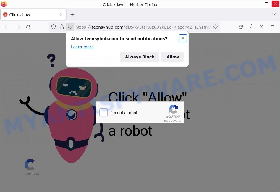Teensyhub.com Click allow Scam