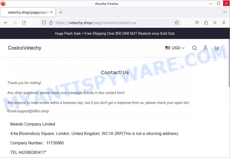 Vetechy.shop King Crab Store scam contacts