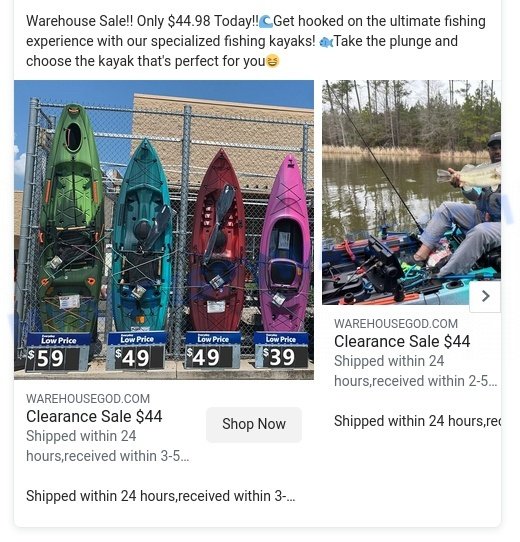 Warehousegod.com DICKS SPORTING GOODS WAREHOUSE Scam ads