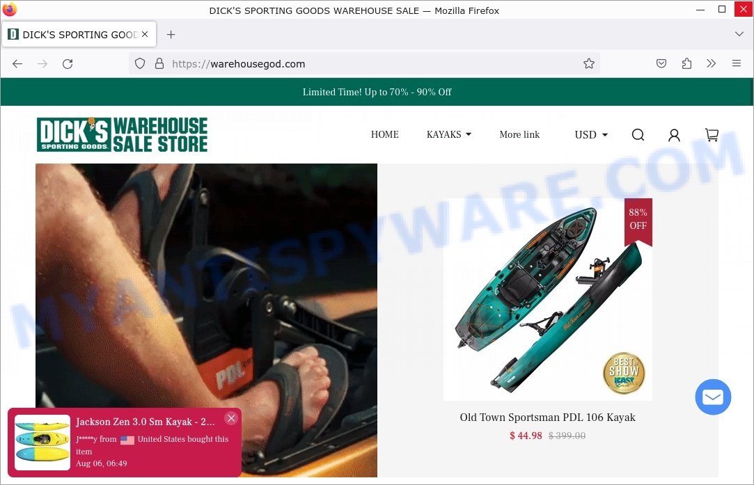 Warehousegod.com DICKS SPORTING GOODS WAREHOUSE Scam