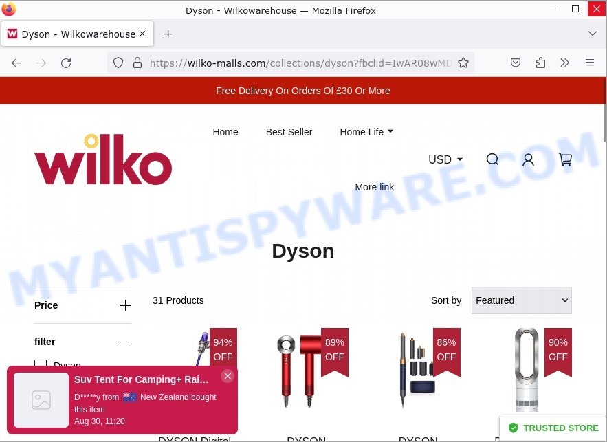 Wilko-malls.com Dyson Wilkowarehouse Scam