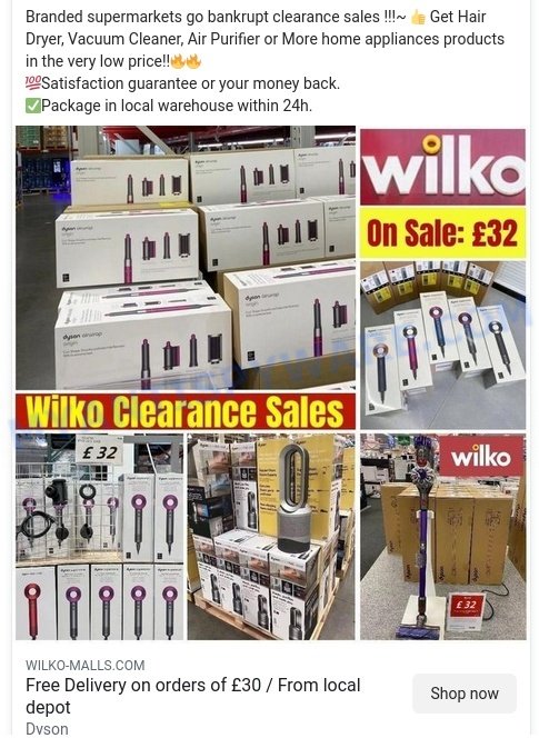 Wilko-malls.com Dyson Wilkowarehouse ads