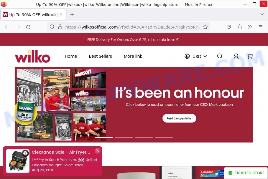Wilkosofficial.com scam store