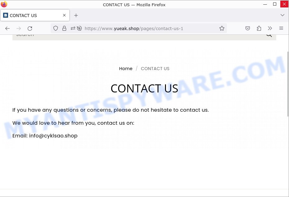 Yueak.shop scam contacts