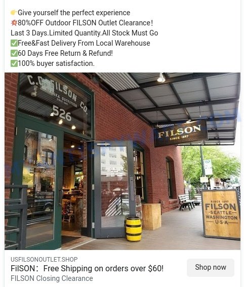 usfilsonoutlet.shop Filson outlet store ads